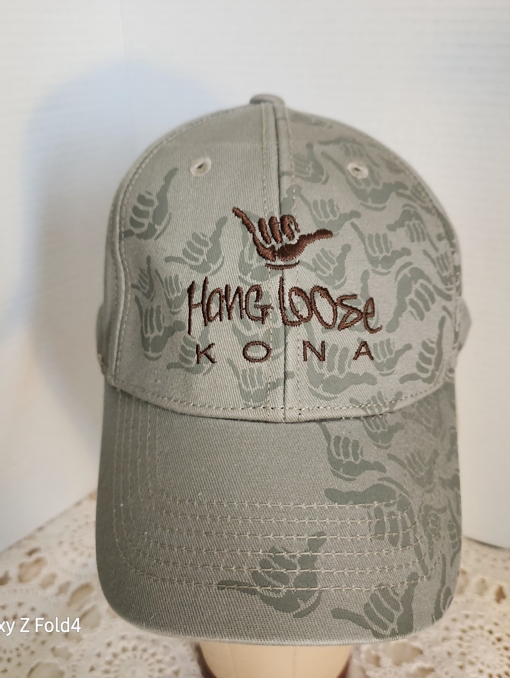 Hang Loose Kona Embroidered Baseball Cap - Tan           HAWIIAN